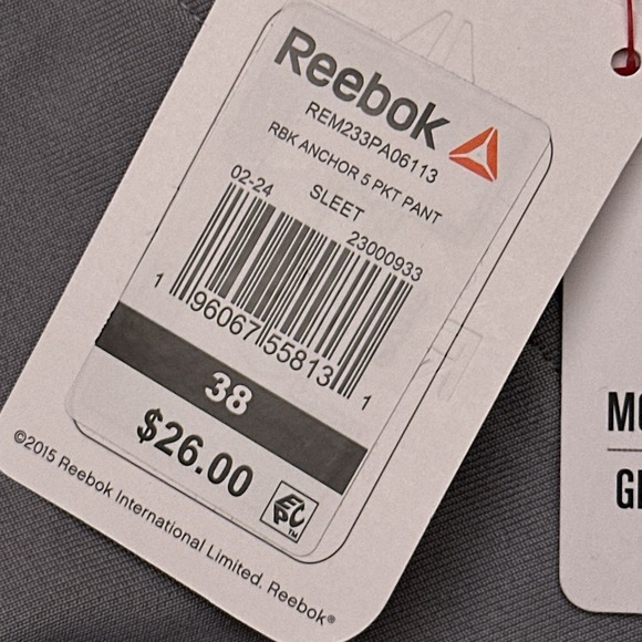 NEW Reebok Anchor Five Pocket Pant Men 38x32 Tapered Sleet Gray Performance Golf - Picture 4 of 8